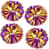 4Pcs Upgraded 12inch Metallic Cheerleading Pom Poms, HOLENGS Cheerleader Pompoms Cheer Poms for Kids Adults, Cheering Squad Pompoms for School Sports Games Dance Party (Purple and Gold) view 1