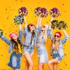 4Pcs Upgraded 12inch Metallic Cheerleading Pom Poms, HOLENGS Cheerleader Pompoms Cheer Poms for Kids Adults, Cheering Squad Pompoms for School Sports Games Dance Party (Purple and Gold) view 3