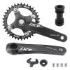 DJC Bike Crankset 104BCD with Chainring BSA Bottom Bracket with Spindle for MTB 1x 2X 3X Speed Mountain Bike Black Red Oilslick 170mm 175mm (170mm Black, Round 38T) view 1