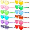 CHENGU 12 Pairs Summer Pool Party Favor Colorful Heart Rimless Sunglasses for Women Transparent Trendy Sunglasses(Bright Colors) view 1