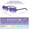 CHENGU 12 Pairs Summer Pool Party Favor Colorful Heart Rimless Sunglasses for Women Transparent Trendy Sunglasses(Bright Colors) view 2