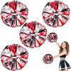 4Pcs Upgraded 12inch Metallic Cheerleading Pom Poms, HOLENGS Cheerleader Pompoms Cheer Poms for Kids Adults, Cheering Squad Pompoms for School Sports Games Dance Party (Black and Red and Sliver) view 1