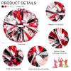4Pcs Upgraded 12inch Metallic Cheerleading Pom Poms, HOLENGS Cheerleader Pompoms Cheer Poms for Kids Adults, Cheering Squad Pompoms for School Sports Games Dance Party (Black and Red and Sliver) view 2