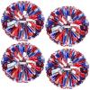 4Pcs Upgraded 12inch Metallic Cheerleading Pom Poms, HOLENGS Cheerleader Pompoms Cheer Poms for Kids Adults, Cheering Squad Pompoms for School Sports Games Dance Party (Blue and Red and Sliver) view 1