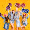 4Pcs Upgraded 12inch Metallic Cheerleading Pom Poms, HOLENGS Cheerleader Pompoms Cheer Poms for Kids Adults, Cheering Squad Pompoms for School Sports Games Dance Party (Blue and Red and Sliver) view 3