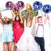 4Pcs Upgraded 12inch Metallic Cheerleading Pom Poms, HOLENGS Cheerleader Pompoms Cheer Poms for Kids Adults, Cheering Squad Pompoms for School Sports Games Dance Party (Blue and Red and Sliver) view 4