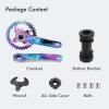 DJC Bike Crankset 104BCD with Chainring BSA Bottom Bracket with Spindle for MTB 1x 2X 3X Speed Mountain Bike Black Red Oilslick 170mm 175mm (170mm Oilslick, Round 32T) view 4