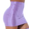 Freebily Women's Glossy Shiny Pencil Skirts High Waist Semi See Through Sheer Bodycon Miniskirts Purple Medium view 2