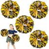 4Pcs Upgraded 12inch Metallic Cheerleading Pom Poms, HOLENGS Cheerleader Pompoms Cheer Poms for Kids Adults, Cheering Squad Pompoms for School Sports Games Dance Party (Black and Gold) view 1