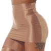 Freebily Women's Glossy Shiny Pencil Skirts High Waist Semi See Through Sheer Bodycon Miniskirts Coffee Large view 3