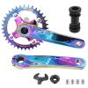 DJC Bike Crankset 104BCD with Chainring BSA Bottom Bracket with Spindle for MTB 1x 2X 3X Speed Mountain Bike Black Red Oilslick 170mm 175mm (170mm Oilslick, Round 36T) view 1