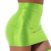 Freebily Women's Glossy Shiny Pencil Skirts High Waist Semi See Through Sheer Bodycon Miniskirts Fluorescent Green Medium view 4