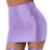 Freebily Women's Glossy Shiny Pencil Skirts High Waist Semi See Through Sheer Bodycon Miniskirts Purple Large view 4