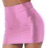 Freebily Women's Glossy Shiny Pencil Skirts High Waist Semi See Through Sheer Bodycon Miniskirts Pink Large view 4
