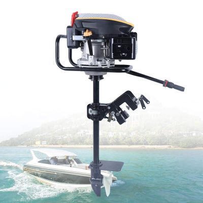 4 Stroke 4.3KW Outboard Boat Motor 225CC Air Cooling Single Cylinder CDI 4500RPM Outboard Motor Boat Engine for Kayaks Canoes Dinghies Inflatable Boats