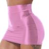 Freebily Women's Glossy Shiny Pencil Skirts High Waist Semi See Through Sheer Bodycon Miniskirts Pink Medium view 2