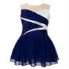 Jhaoyu Girls Figure Skating Dress Sleeveless Sequin Mesh Spliced Ballet Dance Stage Performance Competition Costume Dark Blue 12 Years view 1