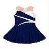 Jhaoyu Girls Figure Skating Dress Sleeveless Sequin Mesh Spliced Ballet Dance Stage Performance Competition Costume Dark Blue 12 Years view 3