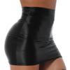 Freebily Women's Glossy Shiny Pencil Skirts High Waist Semi See Through Sheer Bodycon Miniskirts Black X-Large view 3