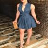 BORAMAX Womens Summer Bodycon Denim Sleeveless Short Dress Party Evening Mini Dresses Belted Flared Knee Shirt view 2