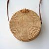 Handwoven Handmade Round Rattan Natural Crossbody Bag Chic Hand Bag Shoulder Leather Straps (Color : Medium, Size : 1pcs) view 1