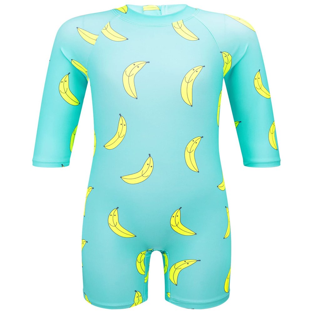 Daenrui Kids Girls Boys UPF 50+ Long Sleeve One Piece Swimsuits Zipper Rash Guard Water Sport Boxer Swimwear Turquoise 5-6 Years