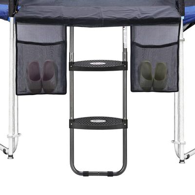 HBTower Trampoline Ladder, 2 Steps with Wide Steps, Trampoline Storage Bag, Universal Hook, 220 lbs Capacity Trampoline Accessories for Children Kids, Black