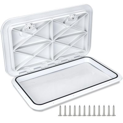 smartmarine 24"x14" Marine Boat Deck Hatch,Boat Access Hatch & Lid, Black/White (White)