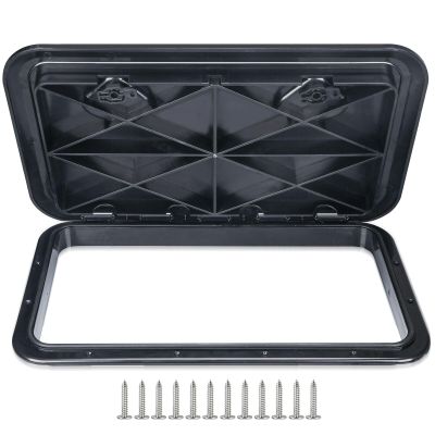 smartmarine 24"x14" Marine Boat Deck Hatch Cover,Boat Access Hatch & Lid, Black/White (Black)