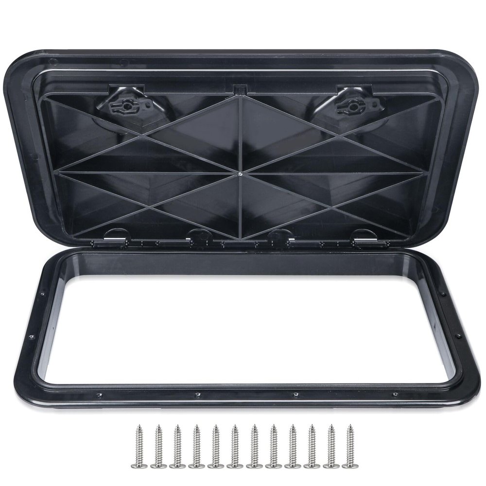 smartmarine 24"x14" Marine Boat Deck Hatch Cover,Boat Access Hatch & Lid, Black/White (Black)