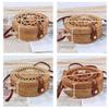 Handwoven Handmade Round Rattan Natural Crossbody Bag Chic Hand Bag Shoulder Leather Straps (Color : D, Size : 1pcs) view 3