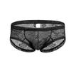 Men's Lace Transparent Thong Underwear Low Rise Lightweight Print Boxer Brief Sport Workout Breathable Swimwear Trunk (Black,Medium) view 1