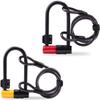 XIXIDIAN Bicycle U-Lock Cable Lock Set with 2 Copper Keys Anti-Theft Bicycle Lock Set Heavy Duty Steel Security Bike Cable ULock Set (Color : Yellow) view 2