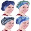 Awlsyj Chemo Cancer Head Hat Cap Ethnic Bohemia Pre-Tied Twisted Braid Hair Cover Wrap Turban Headwear(4 Pack Tie Dye Black Grey Royal Blue Blue Green) view 1