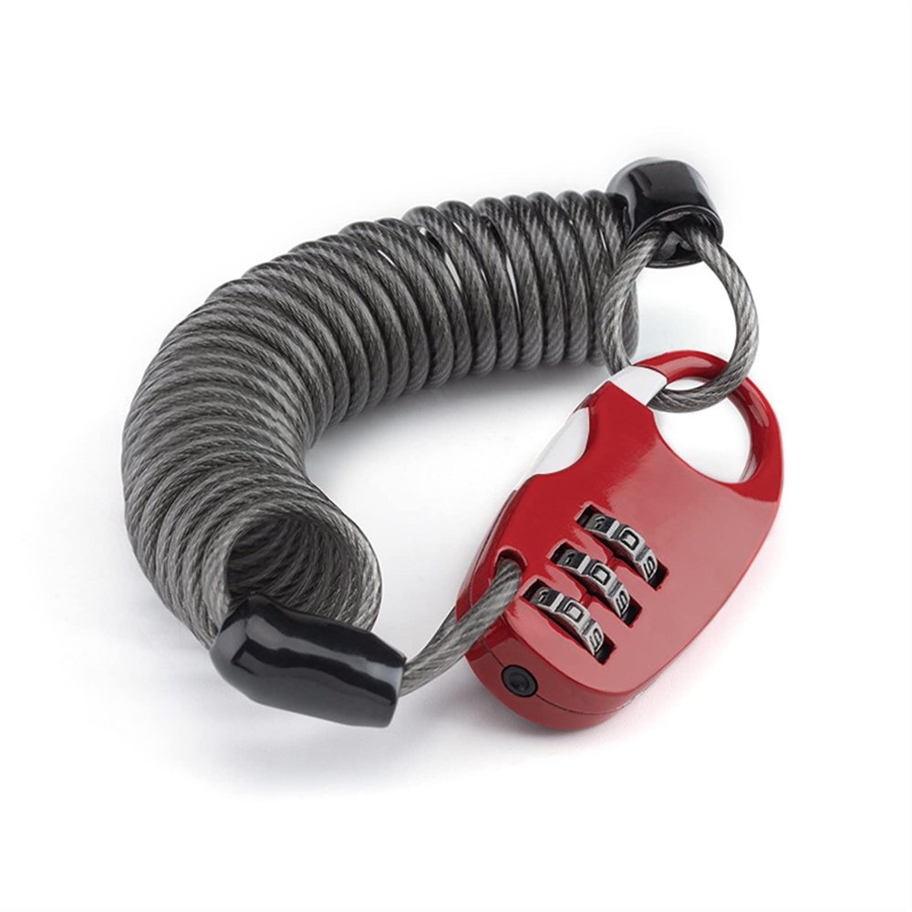 XIXIDIAN Helmet Bike Lock Cable Mini Motorcycle Anti-Theft Bicycle Locks Portable 3 Digit Resettable Cycling Cable Lock (Color : Red)