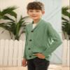 Boy's Sweater Cardigan Button Down Shawl Collar Cable Knitted Outwear Sweater Coats with Pockets Army Green view 3