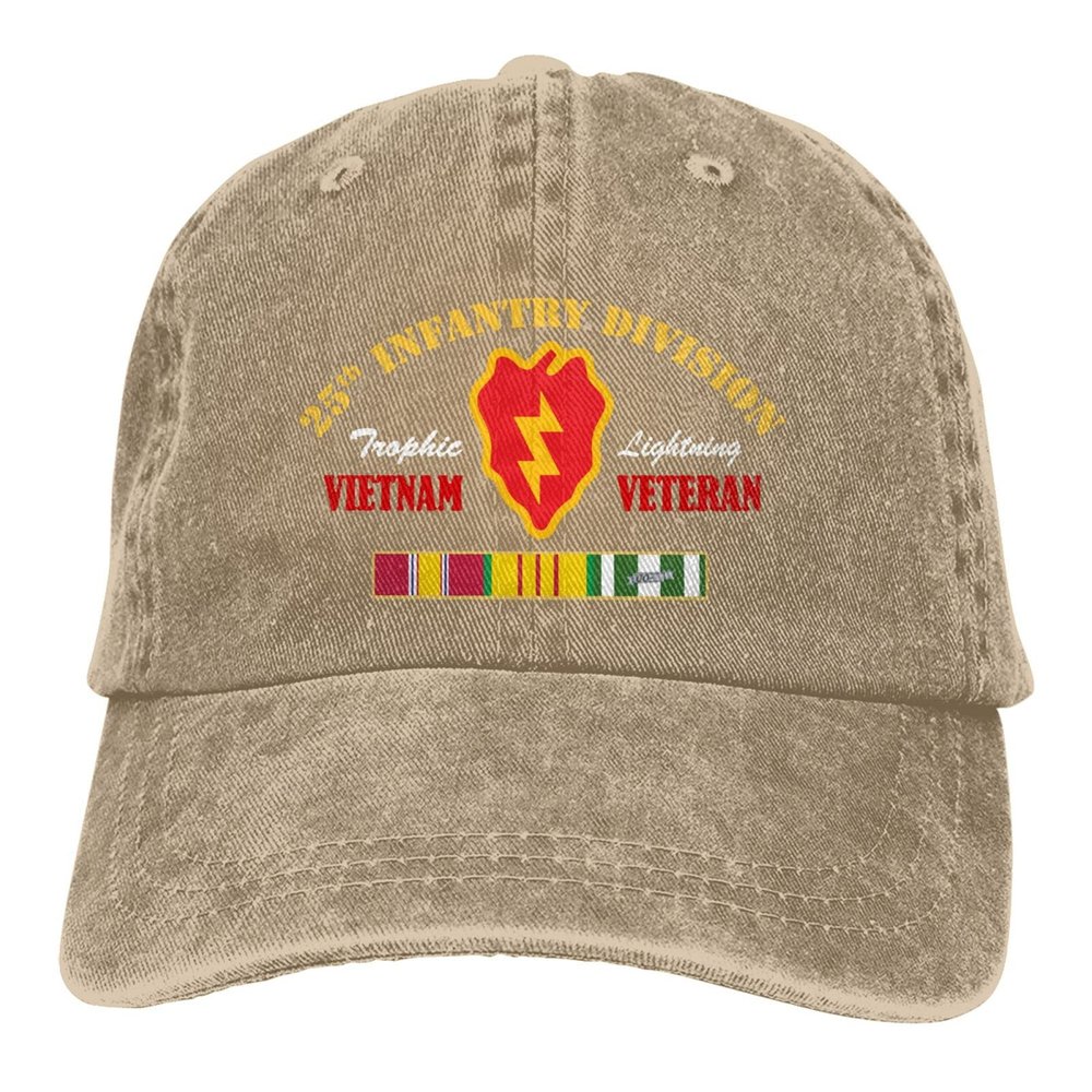 25th Infantry Division Vietnam Veteran Unisex Baseball Cap Cowboy Hat Denim Hat Plain Sun Hat Adjustable Casquette Natural