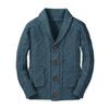 Boy's Sweater Cardigan Button Down Shawl Collar Cable Knitted Outwear Sweater Coats with Pockets Navy view 1