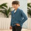 Boy's Sweater Cardigan Button Down Shawl Collar Cable Knitted Outwear Sweater Coats with Pockets Navy view 3