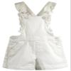 KIDSCOOL SPACE Girls Jeans Shorts,Ruffled Adjustable Straps Summer Denim Shortalls,White,7-8 Years view 1