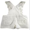 KIDSCOOL SPACE Girls Jeans Shorts,Ruffled Adjustable Straps Summer Denim Shortalls,White,7-8 Years view 2