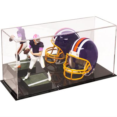 Better Display Cases Acrylic 2 Mini Football Helmet (not Full Size) Display Case with Mirror Case and Black Base (V46/A019)