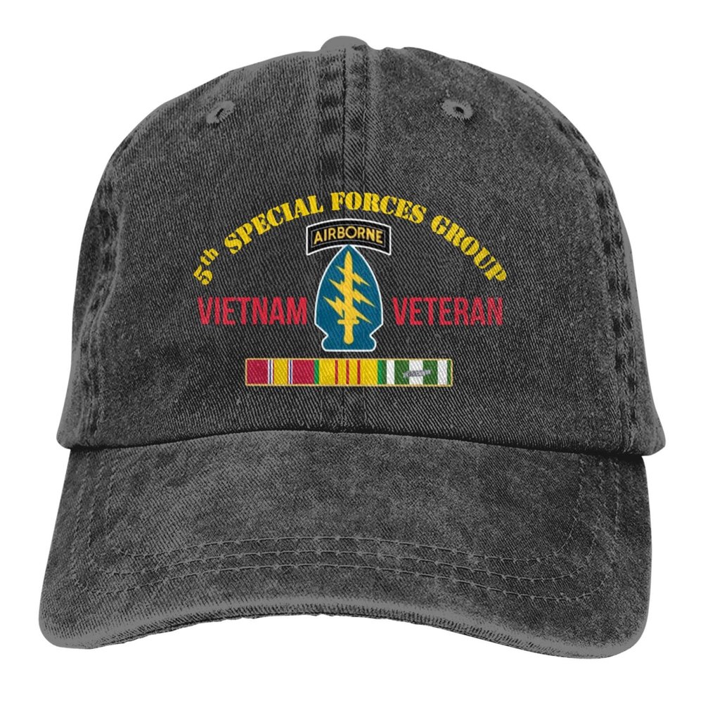 5th Special Forces Group Vietnam Veteran Unisex Baseball Cap Cowboy Hat Denim Hat Plain Sun Hat Adjustable Casquette Black