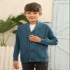 Boy's Sweater Cardigan Button Down Shawl Collar Cable Knitted Outwear Sweater Coats with Pockets Navy view 2