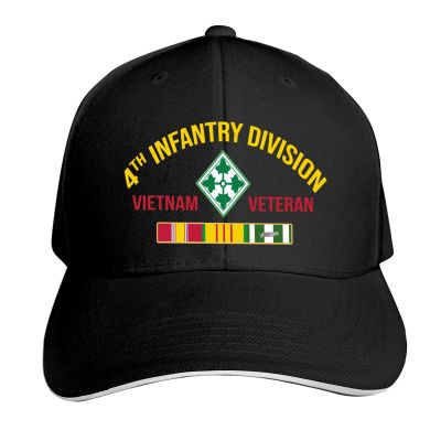 4th Infantry Division Vietnam Veteran Unisex Classic Baseball Cap Sandwich Cap Plain Dad Cap Adjustable Casquette Black