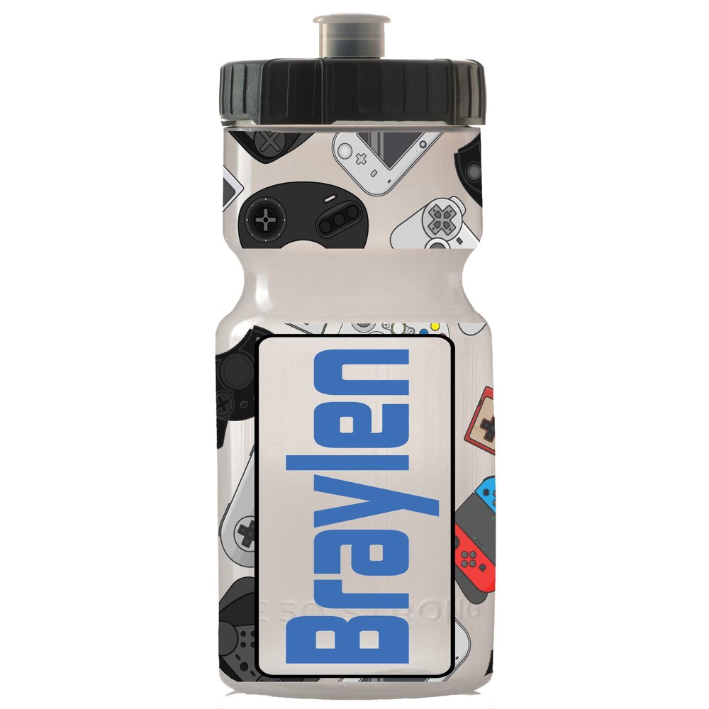 50 Strong 22oz Kids Personalized Video Games Squeeze Water Bottle  BPA-Free with Pull Top Cap  Durable & Reusable for School, Boys & Girls  Made in USA  Custom Name