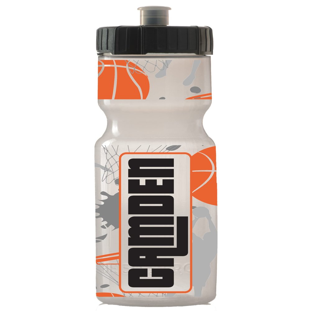 50 Strong 22oz Kids Personalized Basketball Squeeze Water Bottle BPA-Free with Pull Top Cap Durable & Reusable for School, Boys & Girls Made in USA Custom Name, Team or Number