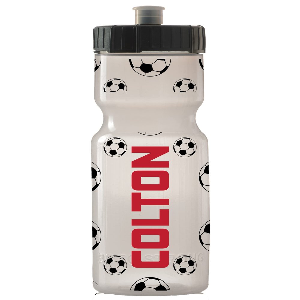 50 Strong 22oz Kids Personalized Soccer Squeeze Water Bottle  BPA-Free with Pull Top Cap  Durable & Reusable for School, Boys & Girls  Made in USA  Custom Name, Team or Number