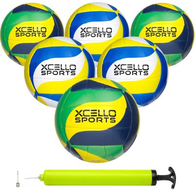 Volleyball Asstorted Graphics w/Pump Green/Navy/Yellow, Blue/Yellow/White (Pack of 6)