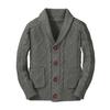 Boy's Sweater Cardigan Button Down Shawl Collar Cable Knitted Outwear Sweater Coats with Pockets Dark Grey view 1